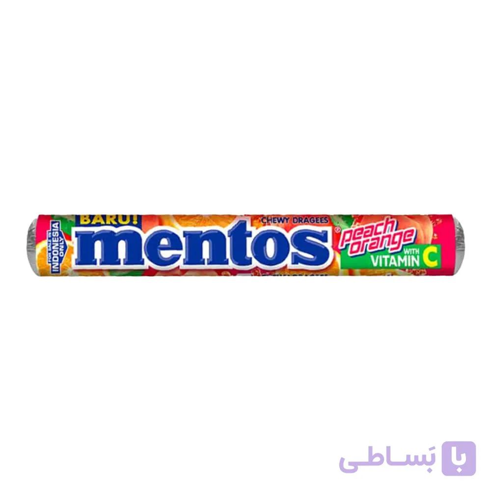 آب نبات منتوس MENTOS اصل اندونزی طعم هلو پرتقال بسته 29 گرمی