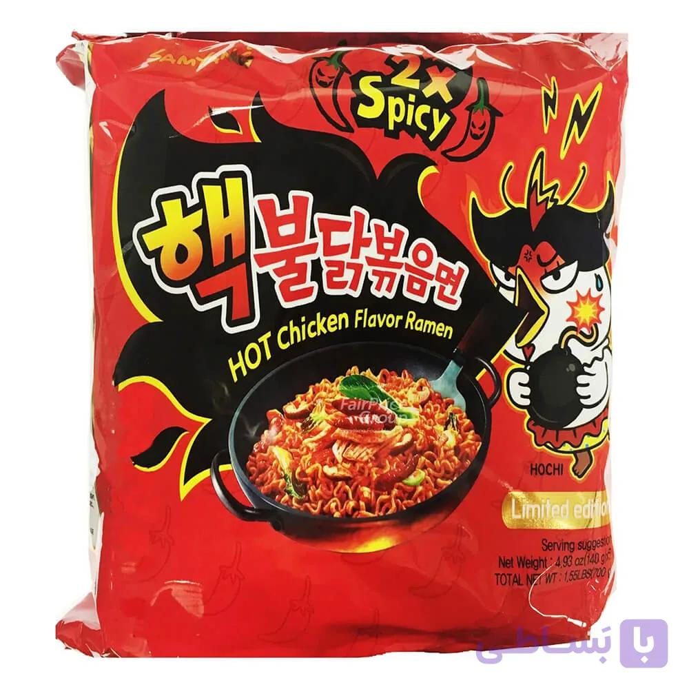 نودل بسته ای سامیانگ SAMYANG اصل کره جنوبی با طعم مرغ دو ایکس تند وزن ۱۴۰ گرم — تصویر 1