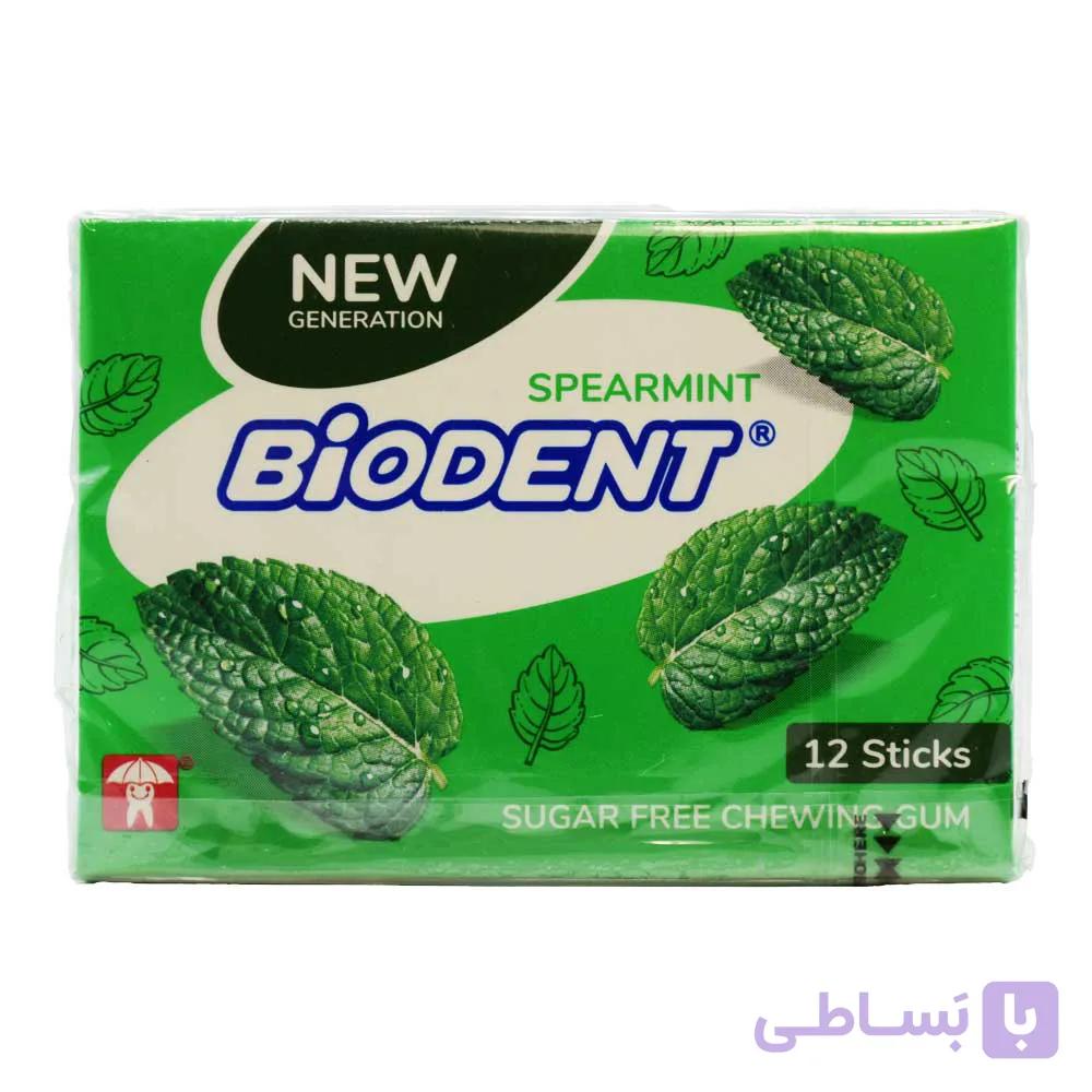 آدامس بدون شکر بایودنت BIODENT با طعم نعنا بسته 12 عددی