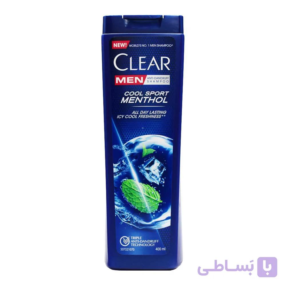 شامپو ضد شوره آقایان کلیر CLEAR مدل Cool Sport Menthol حجم 400 میلی لیتر