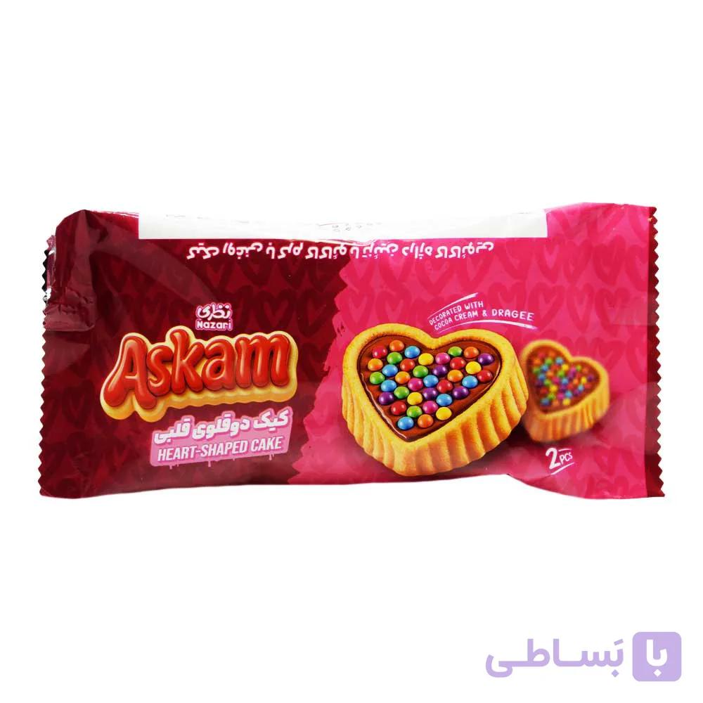 کیک دوقلوی قلبی نظری NAZARI یا مفز کرم کاکائو و اسمارتیز وزن 46 گرم