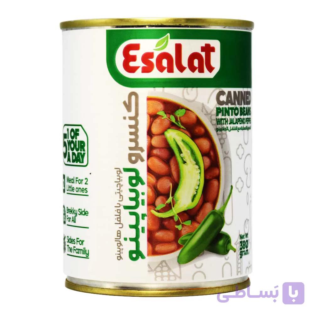 کنسرو لوبیا چیتی با فلفل هالوپینو اصالت ESALAT وزن 380 گرم