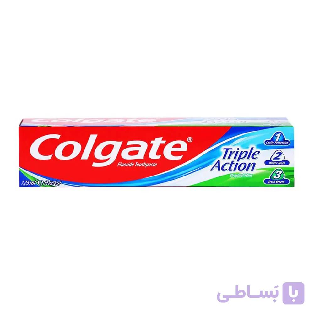 خمیر دندان کلگیت COLGATE مدل Triple Action حجم 125 میلی لیتر