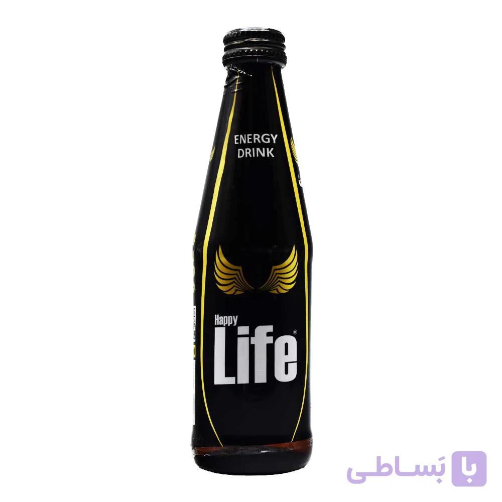 نوشیدنی انرژی زا هپی لایف HAPPY LIFE بطری شیشه ای حجم 250 میلی لیتر