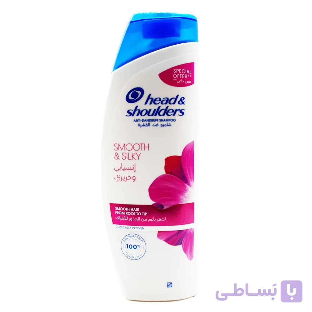 شامپو هد اند شولدرز SHOULDERS اصل عربستان ضد شوره مدل Smooth & Silky حجم 400 میلی لیتر