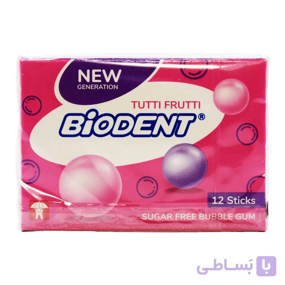 آدامس بدون شکر بایودنت BIODENT با طعم توتی فروتی بسته 12 عددی
