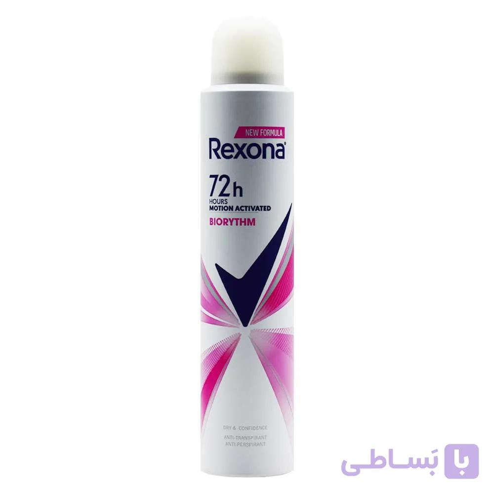 اسپری بدن ضد تعریق زنانه رکسونا REXONA اصل آرژانتین مدل Biorythm حجم 200 میلی لیتر