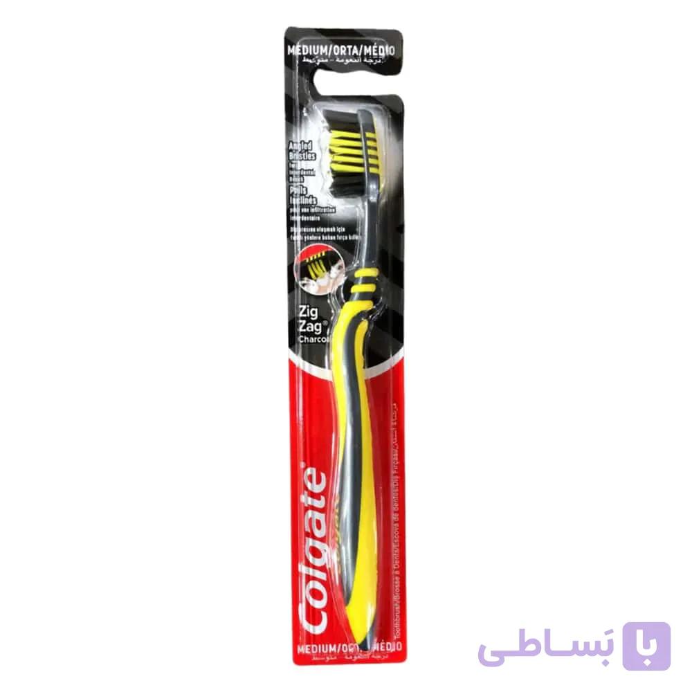 مسواک کلگیت COLGATE ذغالی اصل مدل ZigZag با برس مدیوم — تصویر 1