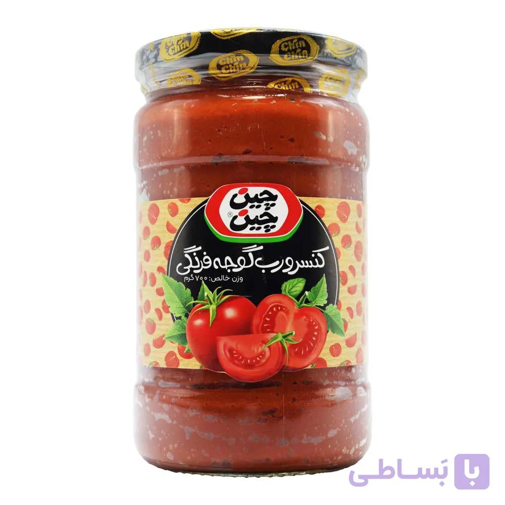 رب گوجه فرنگی شیشه ای چین چین CHIN CHIN وزن 700 گرم