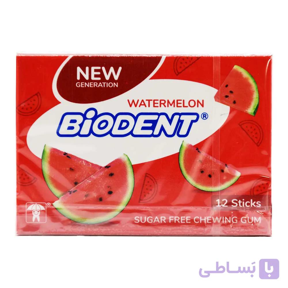 آدامس بدون شکر بایودنت BIODENT با طعم هندوانه بسته 12 عددی