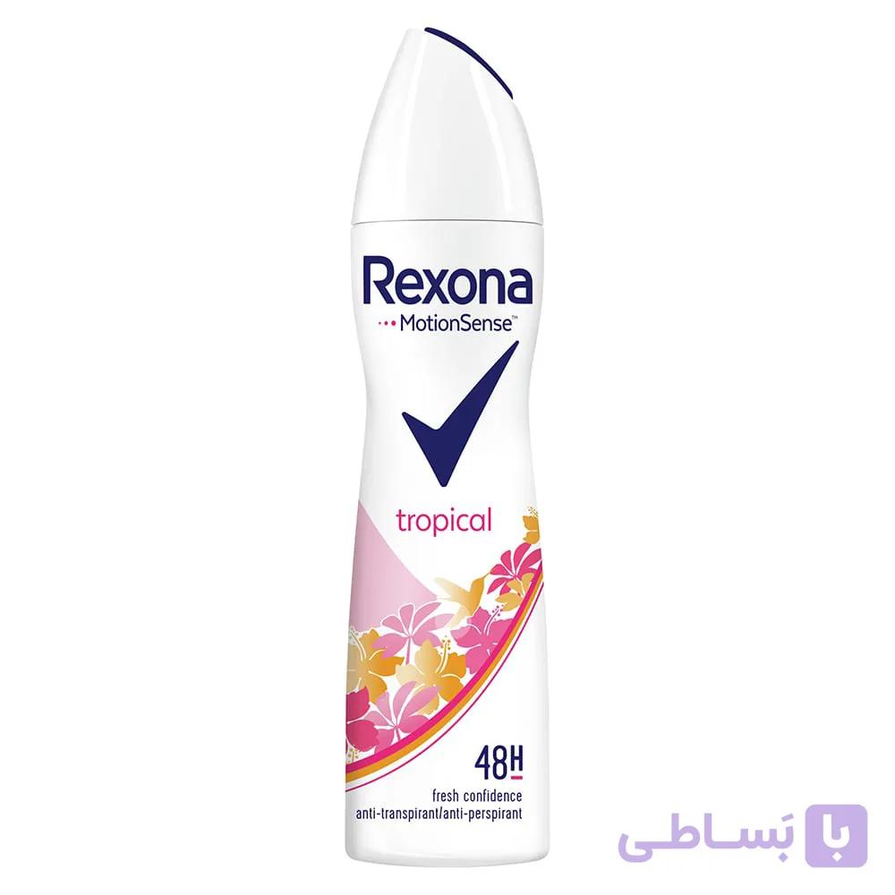 اسپری بدن ضد تعریق رکسونا REXONA اصلی ایتالیایی مدل Tropical حجم 200 میلی لیتر