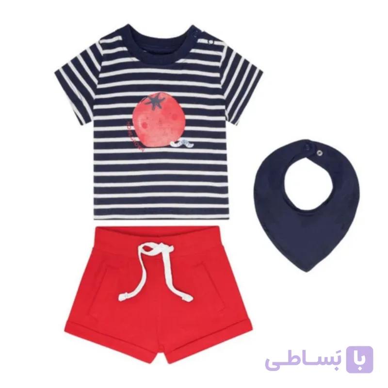 ست تیشرت، شلوارک و دستمالگردن نوزادی