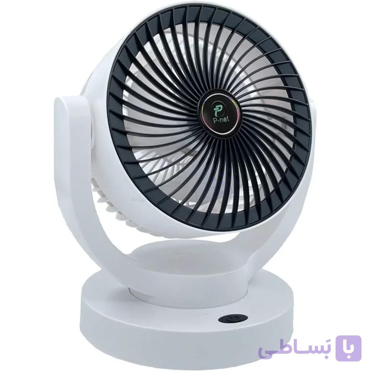 پنکه شارژی رومیزی پی نت مدل P703 با باتری ۲۴۰۰ میلی آمپر ساعت — تصویر 1
