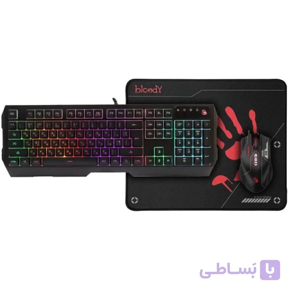 کیبورد و ماوس سیم دار گیمینگ ایفورتک مدل A4TECH B1700 + پد ماوس — تصویر 1
