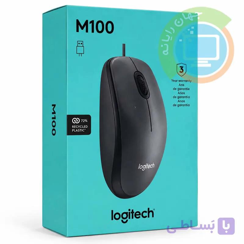 موس سیم دار Logitech M100 اورجینال پک جدید — تصویر 1