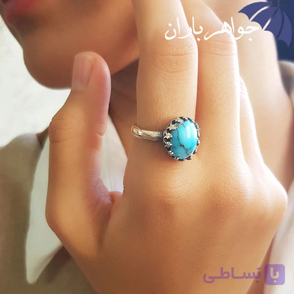 انگشتر فیروزه نیشابوری اصل زنانه R1002 — تصویر 1