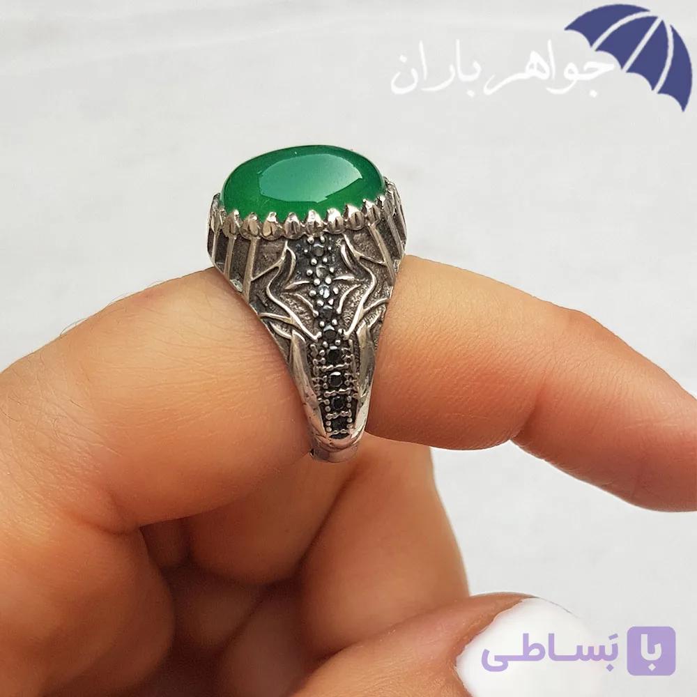 انگشتر طلاروس عقیق سبز اصل R1012B — تصویر 1