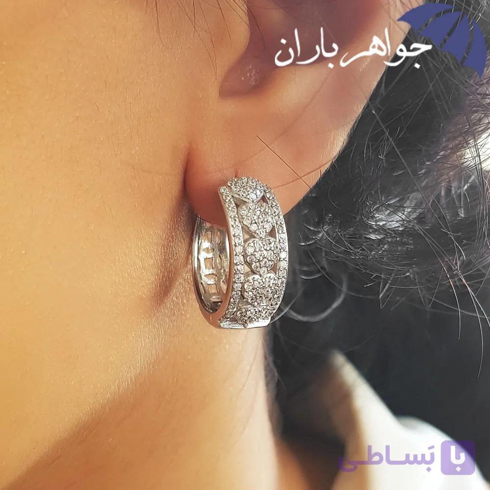 گوشواره نقره تایلندی حلقه ای طرح قلب ها GO3042 — تصویر 1