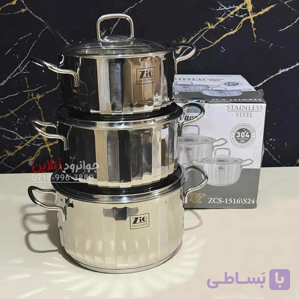 سرویس قابلمه استیل زیو ZCS-1516 ZIO Sumer شش پارچه سایز 24 — تصویر 1