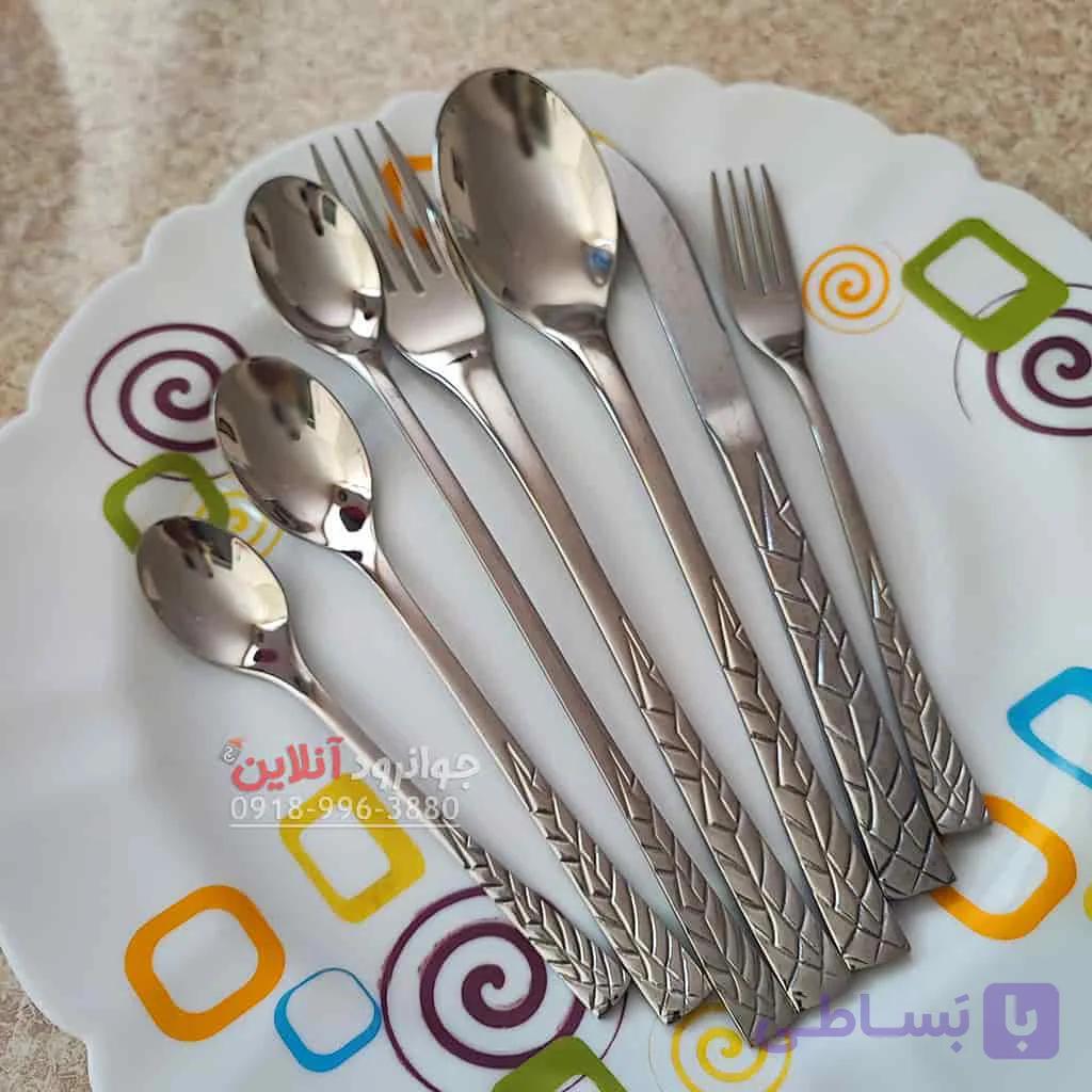 قاشق چنگال یونیک طرح گندمی استیل 120 پارچه 24 نفره Unique UN-Gandom — تصویر 1