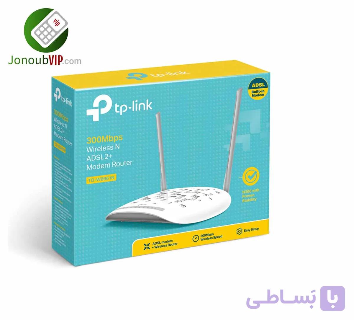 مودم روتر ADSL2 Plus بی‌سیم N300 TP-LINK مدل TD-W8961N — تصویر 1