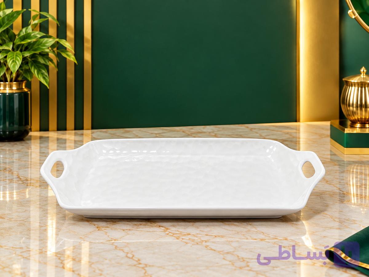 دیس رولت خوری دیپلمات سرامیکی دسته‌دار سفید