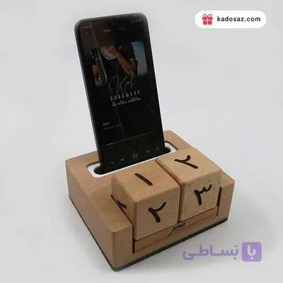 تقویم و نگهدارنده موبایل جنس چوب راش