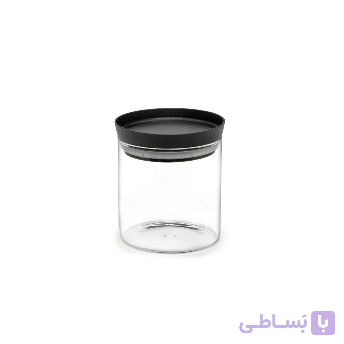 بانکه شیشه ای لایت درب استیل سایز 10 سانت — تصویر 1