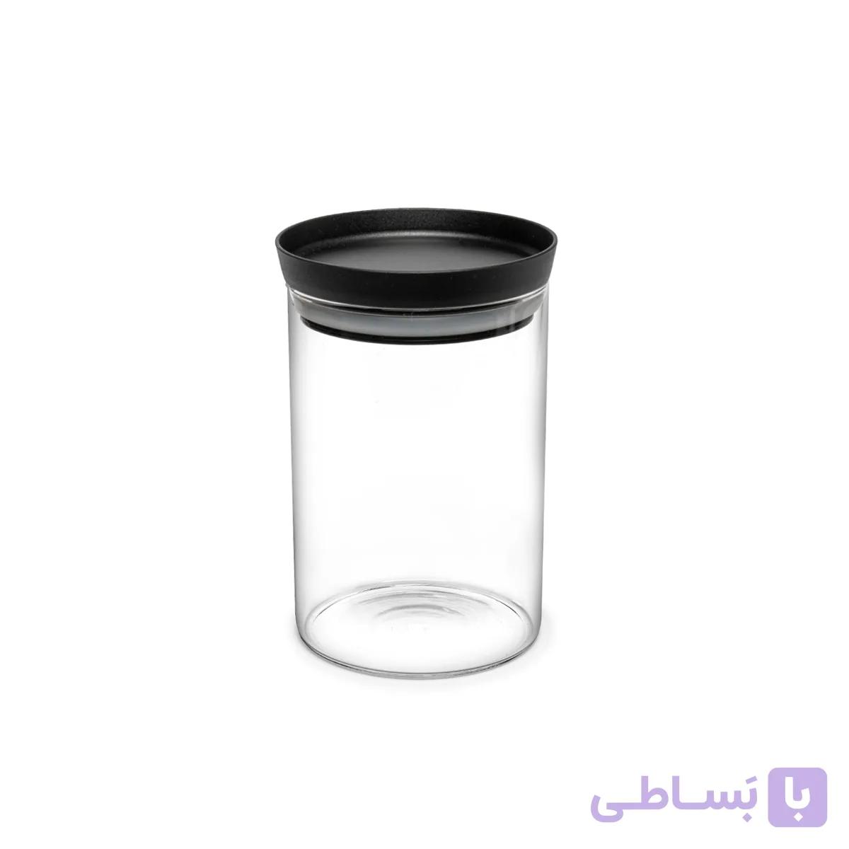 بانکه شیشه ای لایت درب استیل سایز 15 سانت — تصویر 1