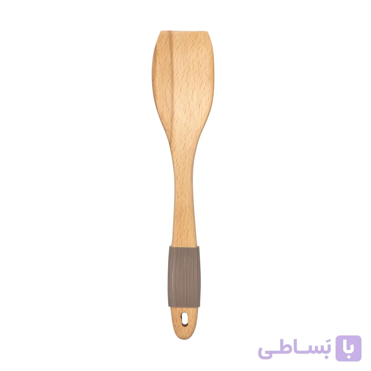 کفگیر هلالی شیاردار چوبی یونیک دسته سیلیکونی مدل 1110 — تصویر 1