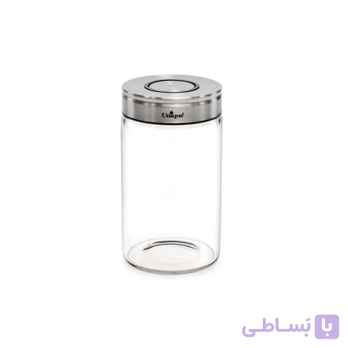ادویه شیشه ای یونیک درب استیل مدل 1707 سایز 10 سانت — تصویر 1