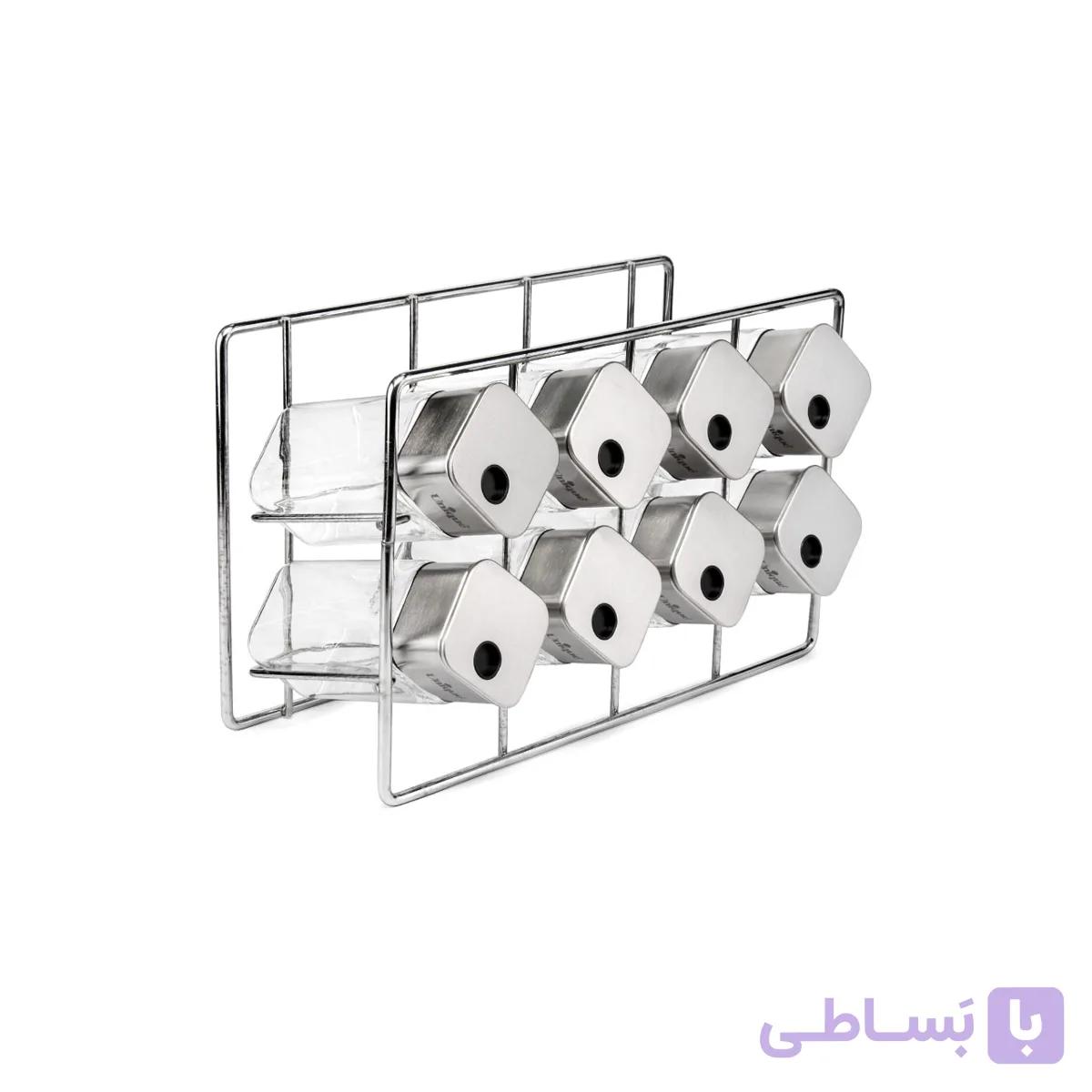 ست ادویه شیشه ای مربع یونیک مکعب مدل 1625 مجموعه 8 عددی — تصویر 1