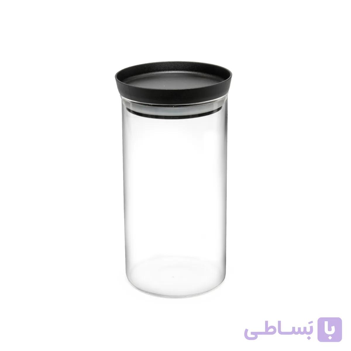بانکه شیشه ای لایت درب استیل سایز 20 سانت — تصویر 1