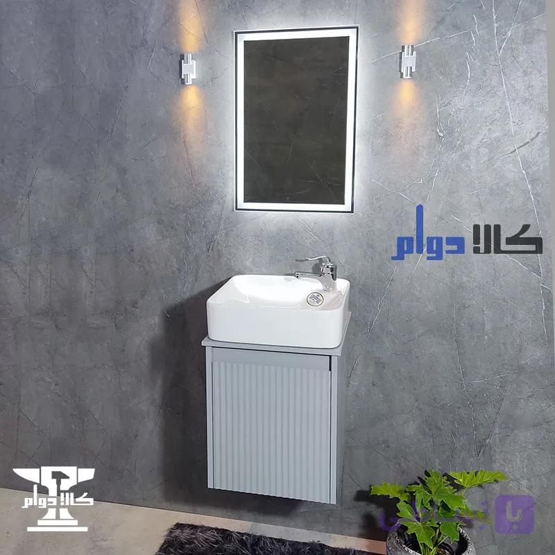 روشویی کابینتی صفحه‌دار طوسی مروارید مدل آلفا 40 — تصویر 1