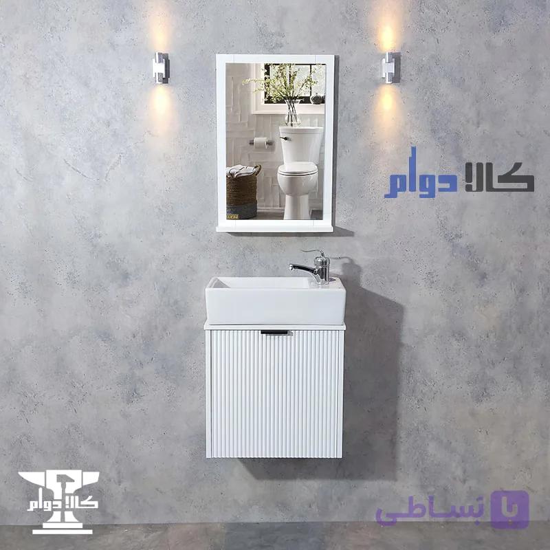 روشویی کابینتی کوچک سفید مدل آندره سایز 46 — تصویر 1