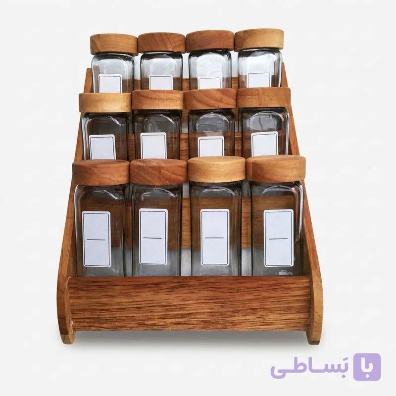 ست ادویه ۱۲ عددی شیشه‌ای