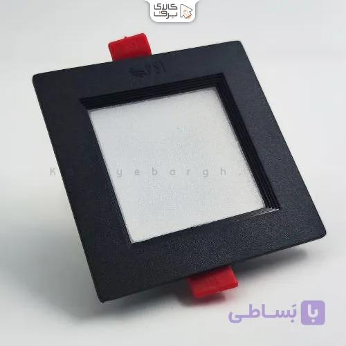 چراغ سقفی توکار سولاریس 9 وات مربع بدنه مشکی پارس شعاع توس — تصویر 1