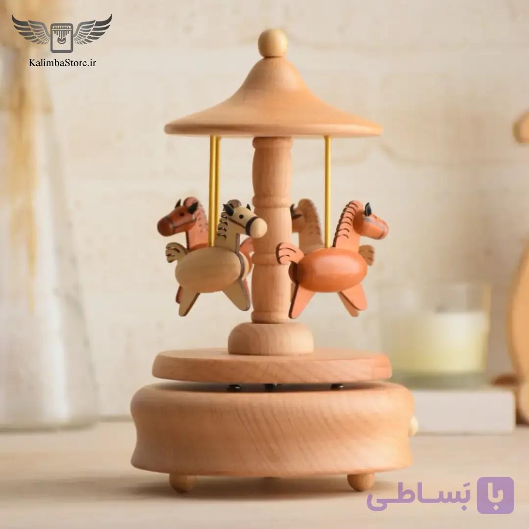 جعبه موزیکال چوبی طرح اسب — تصویر 1