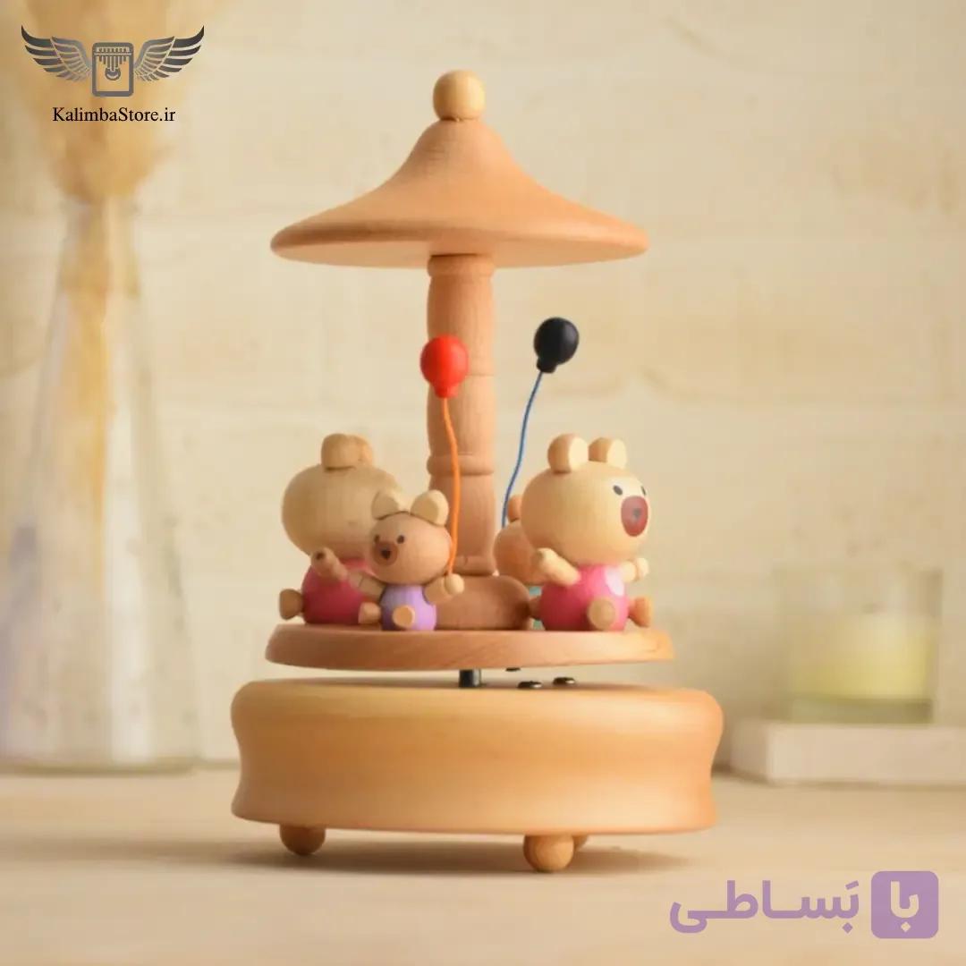 جعبه موزیکال چوبی خرسی — تصویر 1