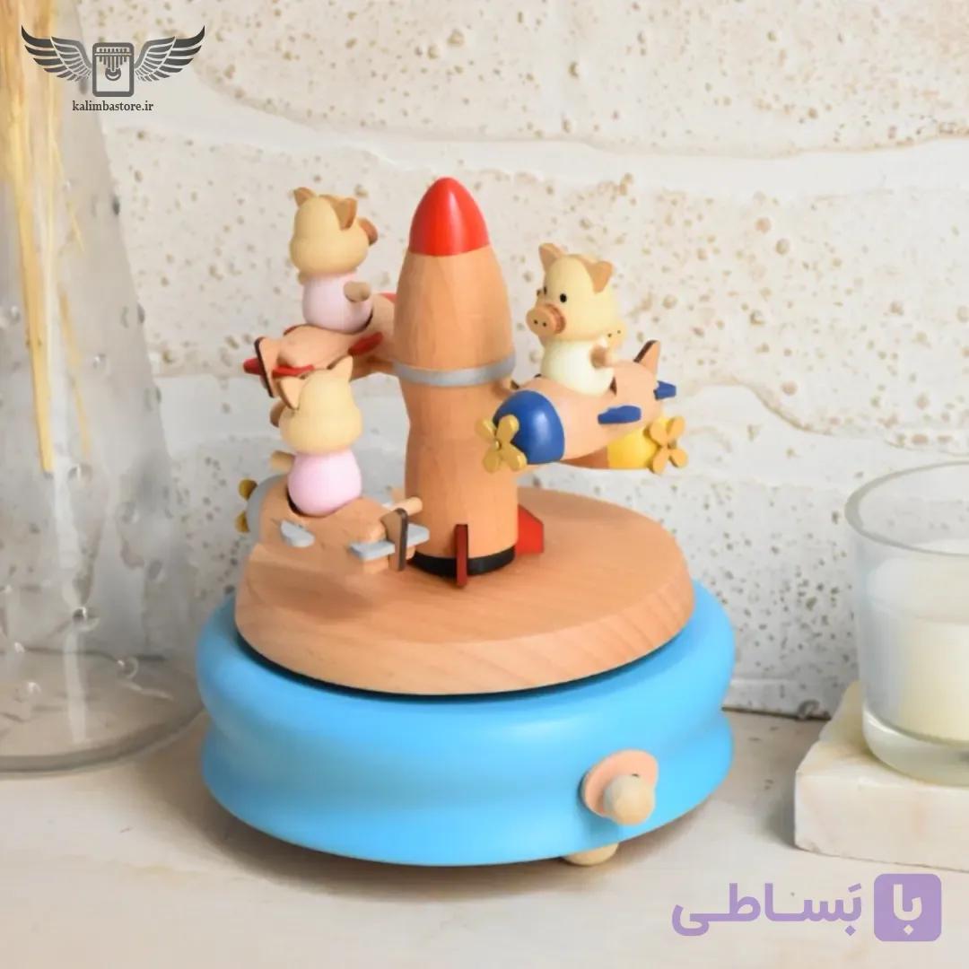 موزیک باکس چوبی مدل سفینه فضایی — تصویر 1