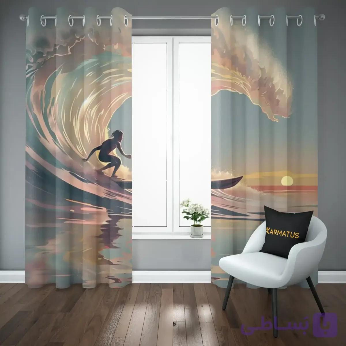 پرده پانچ طرح موج سواری Surfing Vibes کد 10