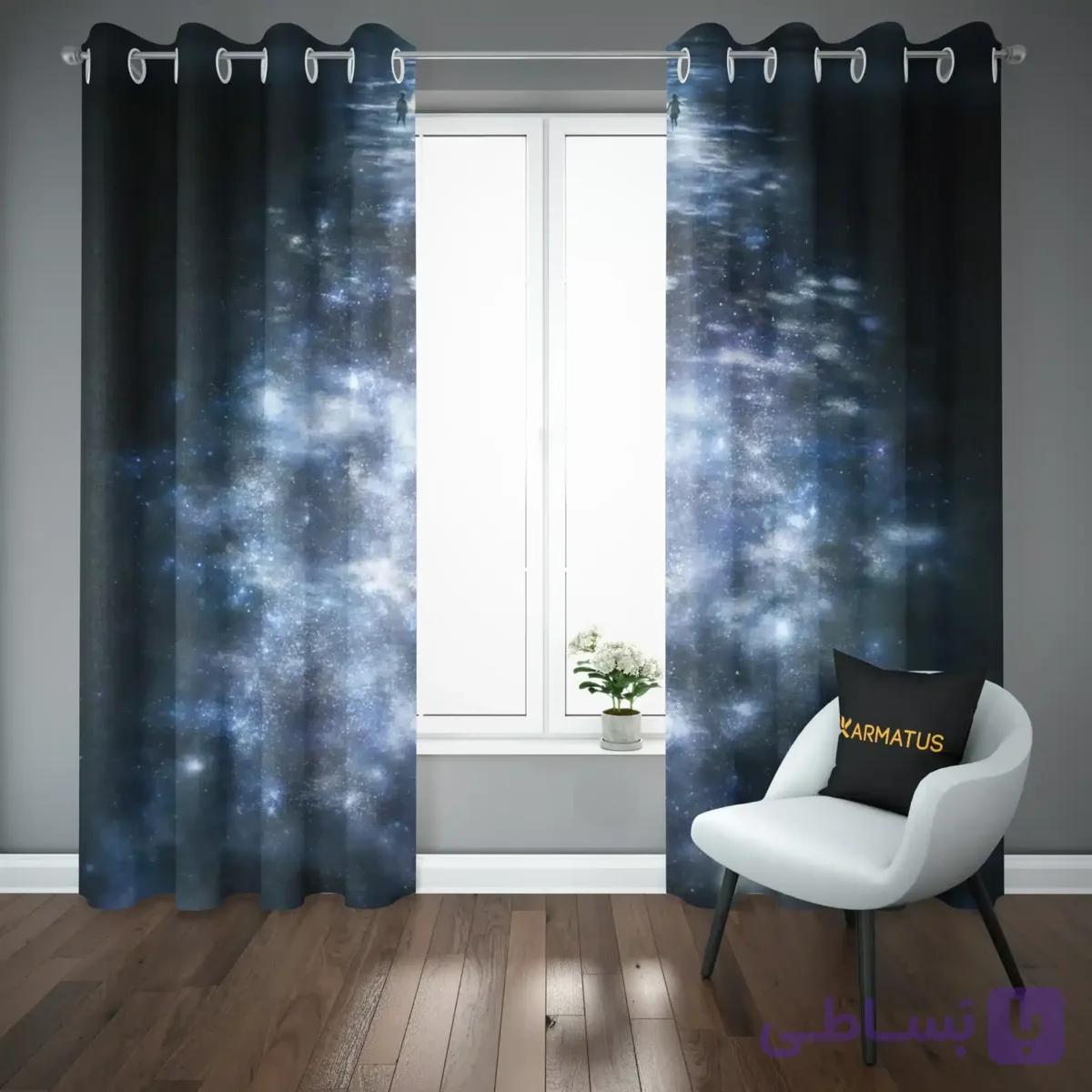 پرده پانچ طرح اسمان شب و ستاره Sky Night &amp; Stars کد 10