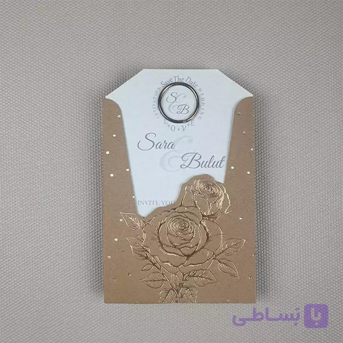 کارت عروسی فلورال گل رز سفید کد 6372 — تصویر 1