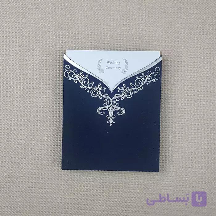 کارت عروسی کلاسیک جیر سورمه ای کد 6339 — تصویر 1
