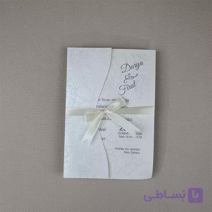 کارت عروسی فلورال کارتی تک رنگ کرم کد 6343 — تصویر 1