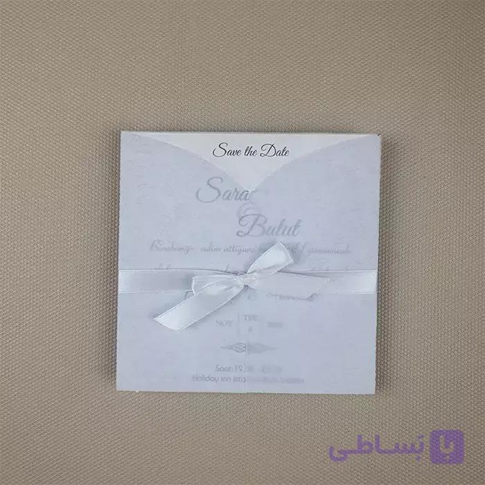 کارت عروسی کالکی برجسته سفید کد 6368 — تصویر 1