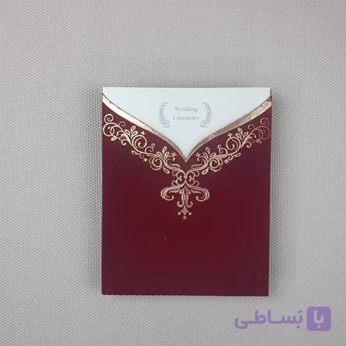 کارت عروسی کلاسیک طلاکوب جیر زرشکی کد 6339 — تصویر 1