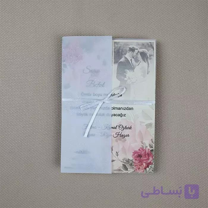 کارت عروسی کالکی آبرنگی گلبهی کد 6376 — تصویر 1