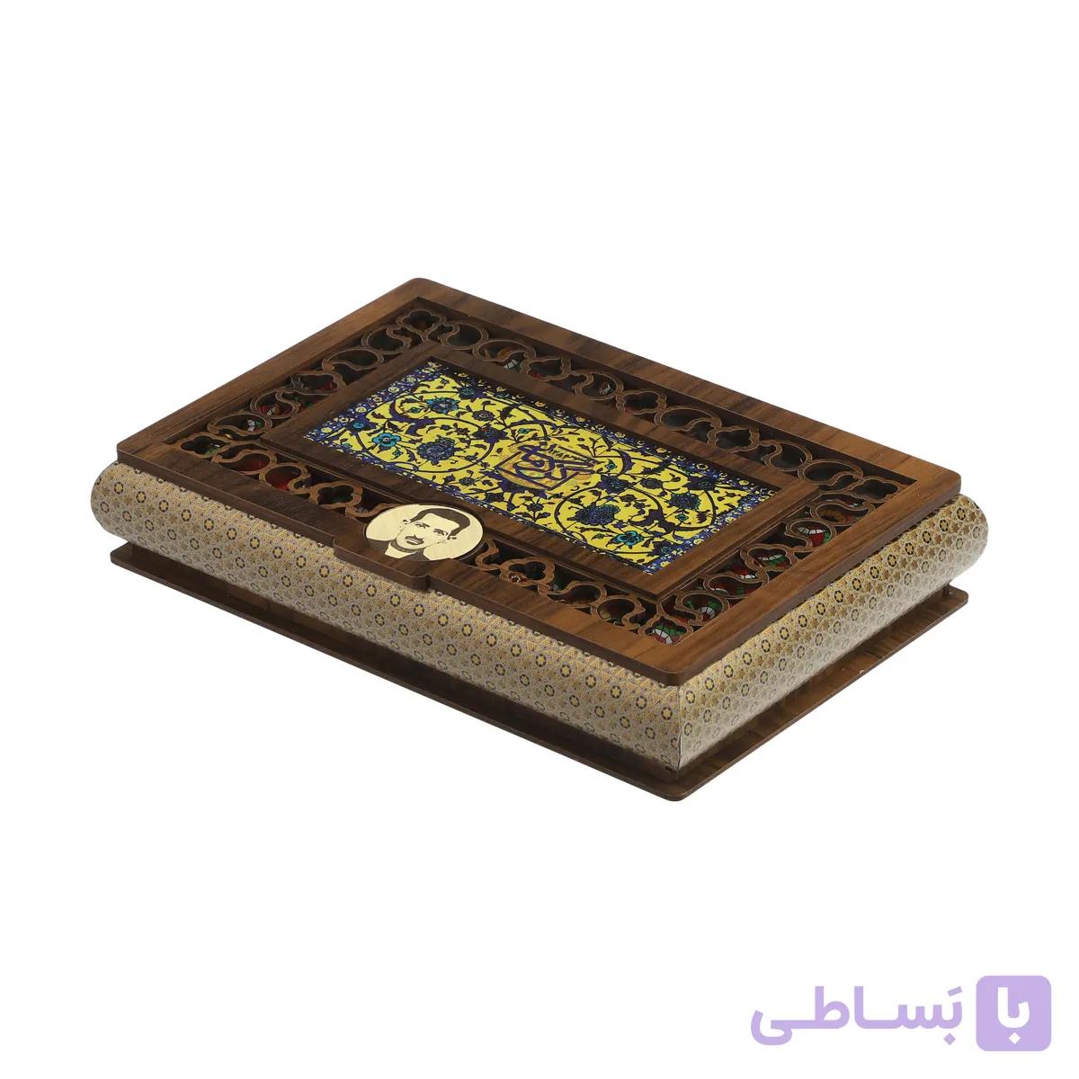 گز لقمه پسته 38 درصد جعبه چوبی طرح خاتم — تصویر 1