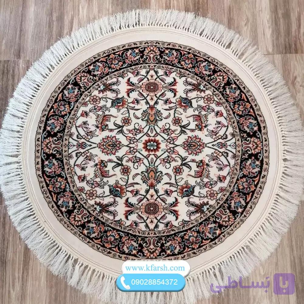 فرش گرد افشان کرم طرح 700 شانه، قطر 1 و 1.5 و 2 متری — تصویر 1